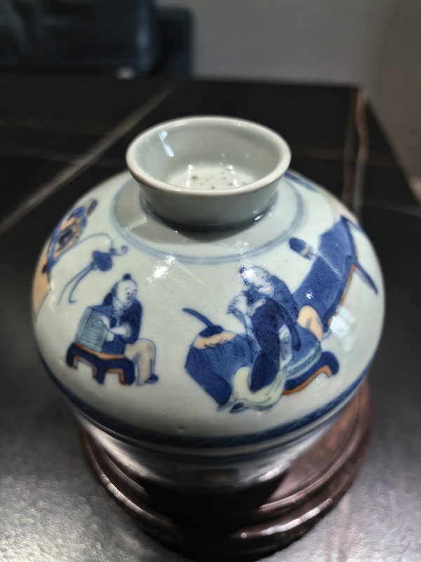 古玩陶瓷清中晚·斗彩人物紋蓋缸拍賣,當前價格8588元