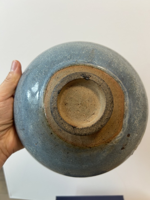 古玩陶瓷金元·鈞窯天藍釉賞碗拍賣,當前價格8888元