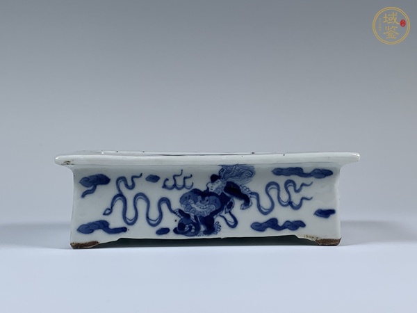 古玩清晚期·青花獅子紋水仙盆真品鑒賞圖