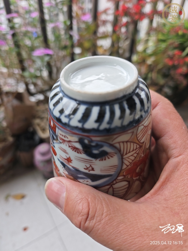 古玩陶瓷晚清青花加彩杯真品鑒賞圖