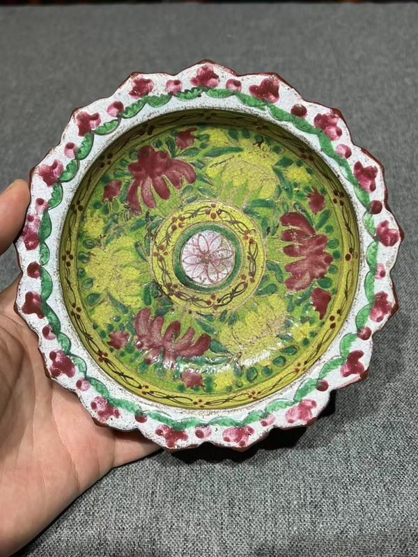 古玩陶瓷清中期粉彩大高足盤拍賣,當前價格999元