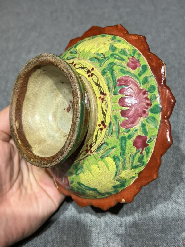 古玩陶瓷清中期粉彩大高足盤拍賣,當前價格999元