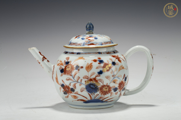古玩陶瓷清康熙·青花礬紅描金花卉紋茶壺真品鑒賞圖