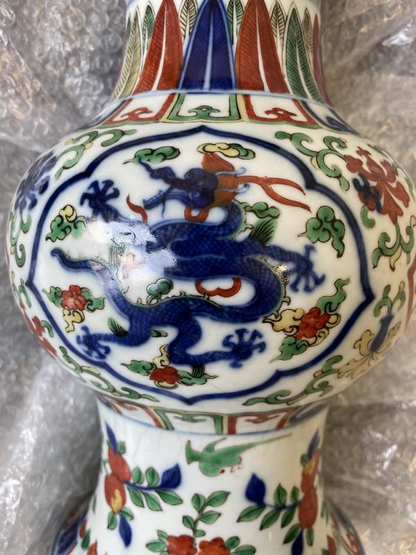 古玩陶瓷清光緒·青花五彩團(tuán)紋花觚拍賣，當(dāng)前價(jià)格28000元