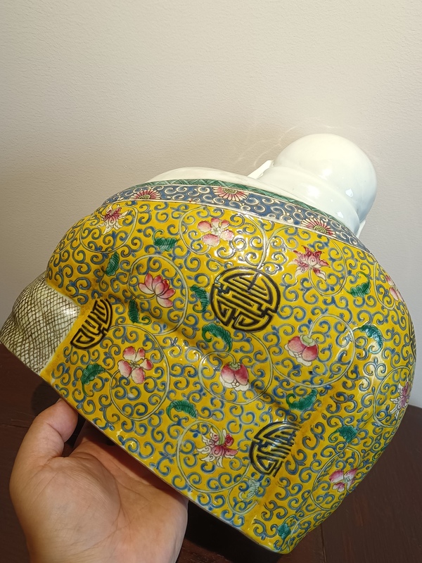 古玩陶瓷萬同順粉彩花卉彌勒笑佛拍賣，當(dāng)前價格40000元