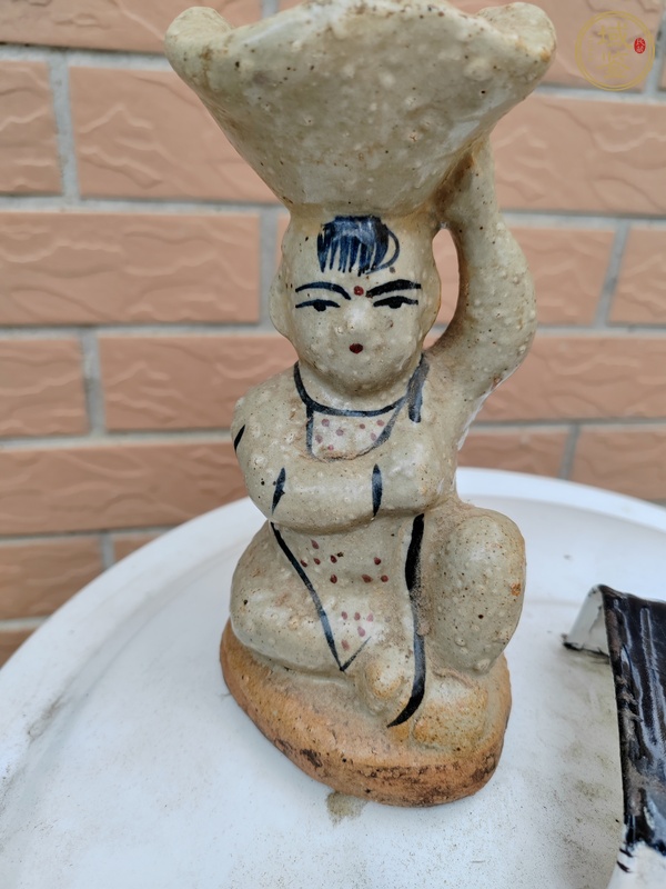 古玩磁州窯系童子燭臺真品鑒賞圖