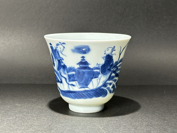 古玩陶瓷清道光·青花仙人乘槎紋鈴鐺杯拍賣,當前價格5500元
