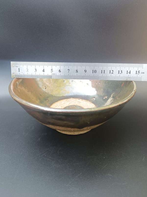 古玩陶瓷元代~磁州窯黑褐釉碗拍賣,當前價格388元
