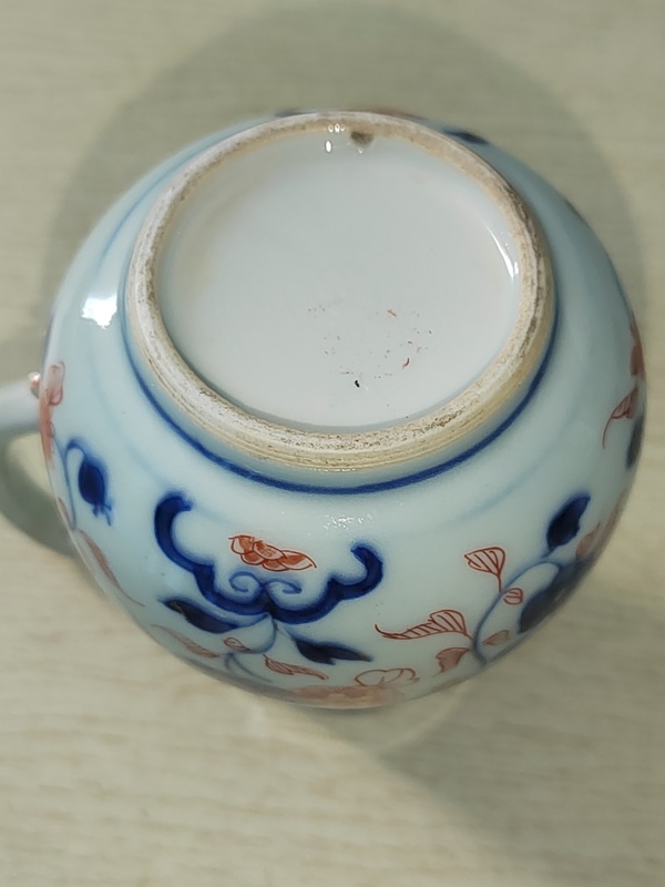 古玩陶瓷青花礬紅描金花卉紋奶壺拍賣，當前價格700元