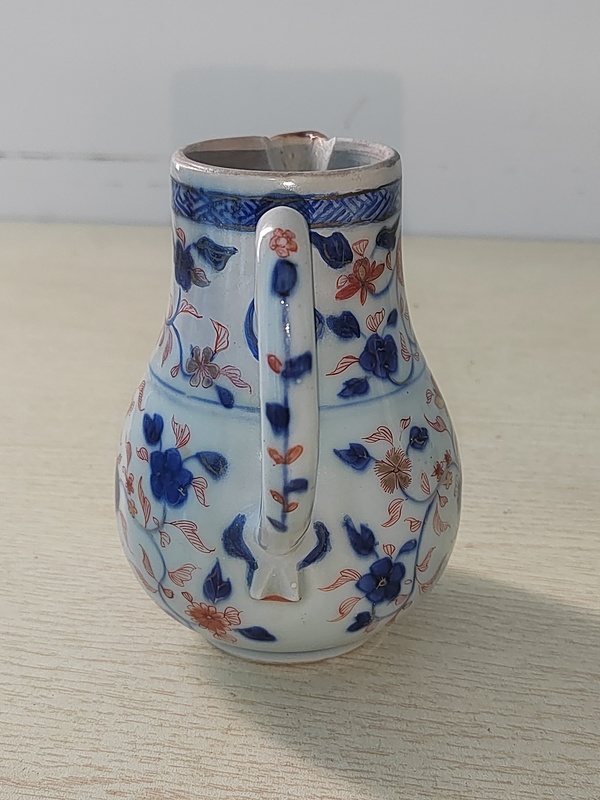 古玩陶瓷青花礬紅描金花卉紋奶壺拍賣，當前價格700元