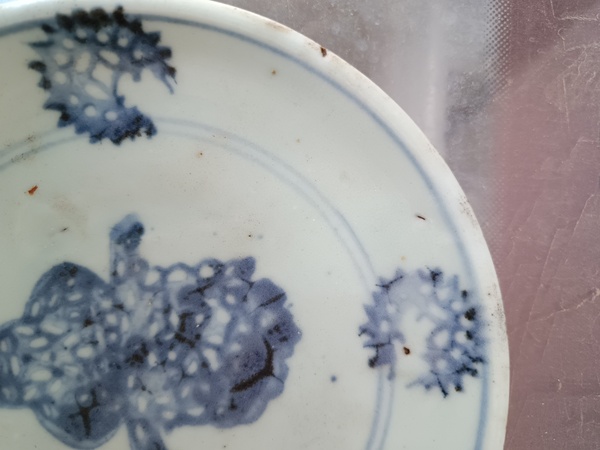 古玩陶瓷明晚期.青花花卉紋盤拍賣,當前價格198元