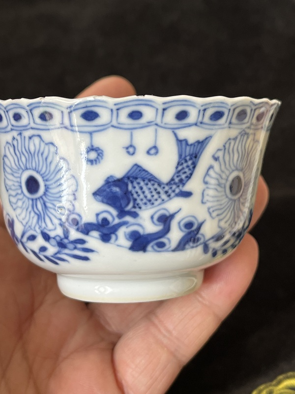 古玩陶瓷魚藻紋青花杯拍賣，當前價格2000元