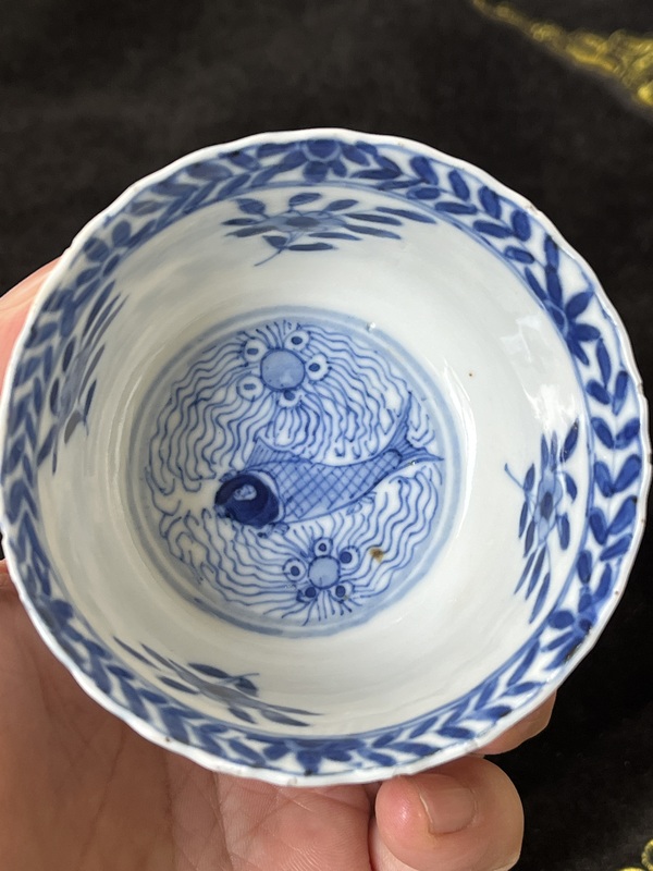古玩陶瓷魚藻紋青花杯拍賣，當前價格2000元