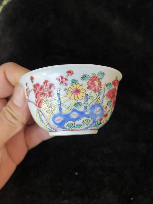 古玩陶瓷花卉紋粉彩杯拍賣，當前價格4000元