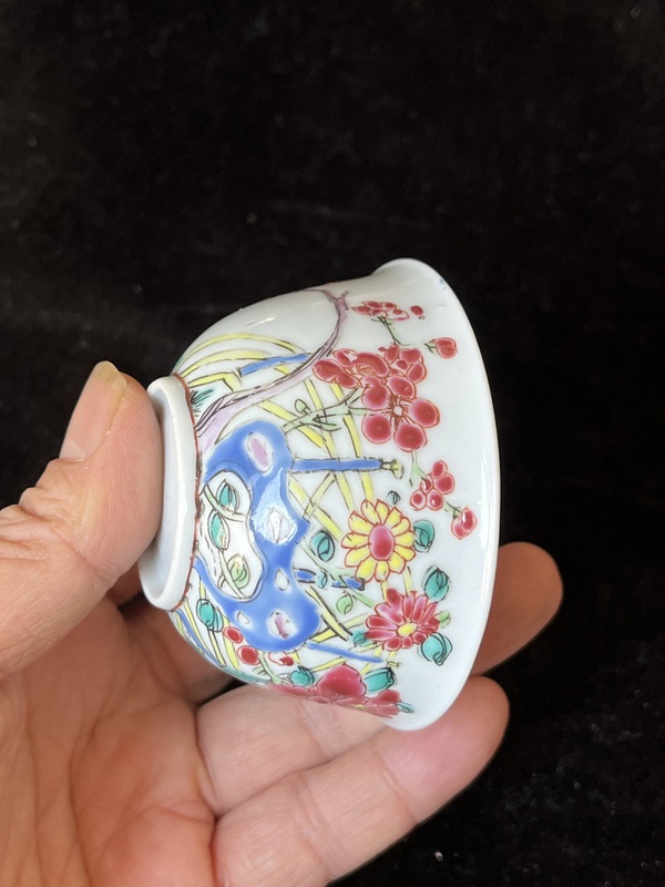 古玩陶瓷花卉紋粉彩杯拍賣，當前價格4000元
