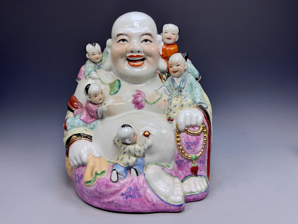 古玩嚴(yán)選民國解放初·粉彩五子佛造像拍賣，當(dāng)前價(jià)格2188元