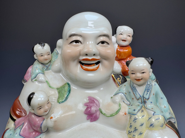 古玩陶瓷民國解放初·粉彩五子佛造像拍賣，當(dāng)前價格244元