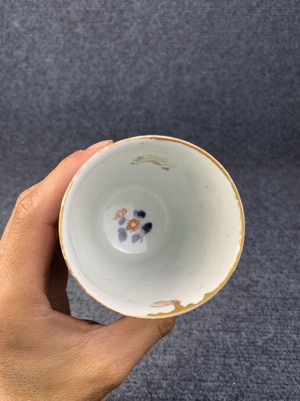 古玩陶瓷青花礬紅花卉紋鈴鐺杯拍賣,當前價格599元