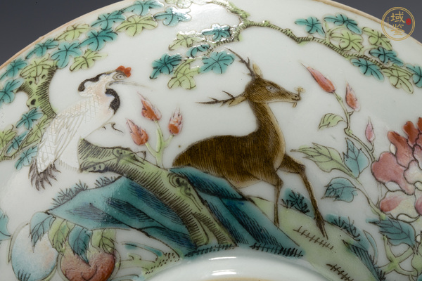 古玩陶瓷晚清·粉彩鶴鹿同春紋碗真品鑒賞圖