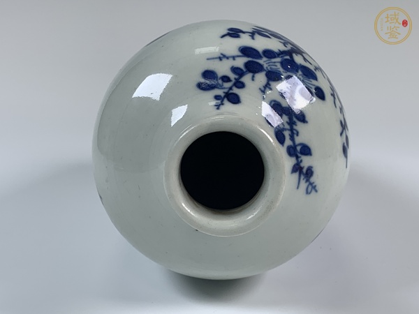 古玩陶瓷清道咸·青花花卉詩文蘿卜瓶真品鑒賞圖