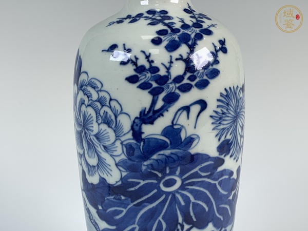 古玩陶瓷清道咸·青花花卉詩文蘿卜瓶真品鑒賞圖