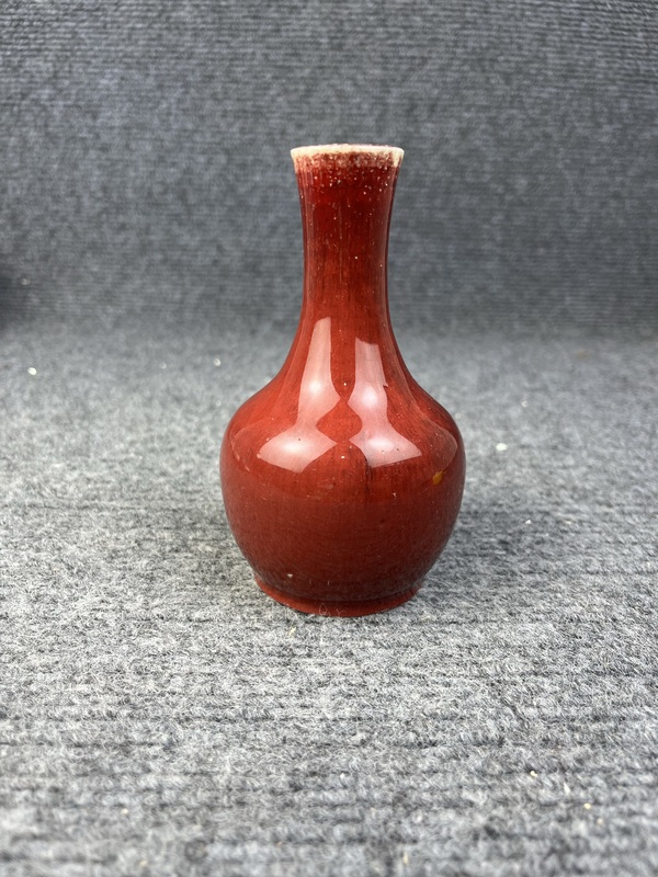 古玩陶瓷窯變紅釉賞瓶拍賣,當前價格9888元