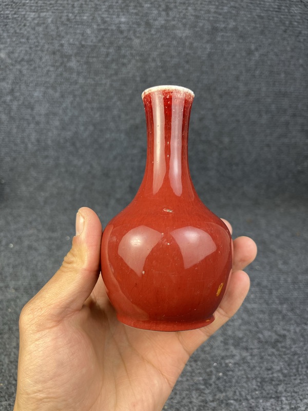 古玩陶瓷窯變紅釉賞瓶拍賣,當前價格9888元