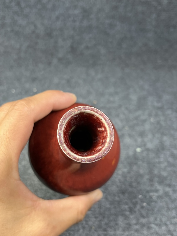 古玩陶瓷窯變紅釉賞瓶拍賣,當前價格9888元