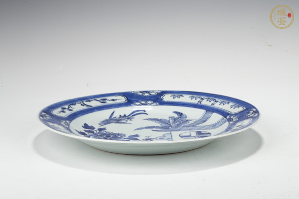 古玩陶瓷清早·青花歲寒三友花鳥紋折沿盤真品鑒賞圖