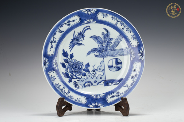 古玩清早·青花歲寒三友花鳥紋折沿盤真品鑒賞圖