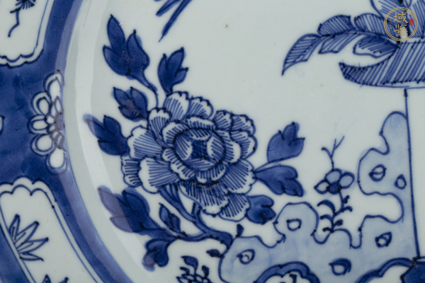 古玩陶瓷清早·青花歲寒三友花鳥紋折沿盤真品鑒賞圖