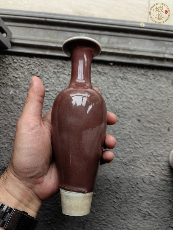 古玩晚清紅釉柳葉瓶真品鑒賞圖