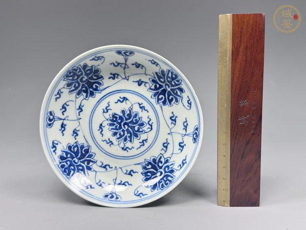 古玩陶瓷清光緒·青花纏枝寶相花卉紋盤真品鑒賞圖