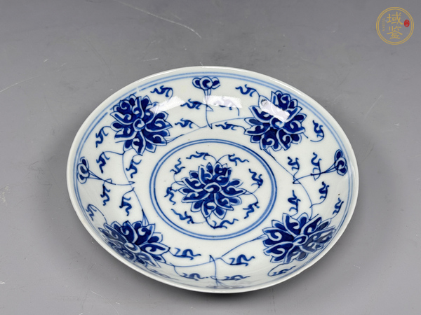 古玩陶瓷清光緒·青花纏枝寶相花卉紋盤真品鑒賞圖