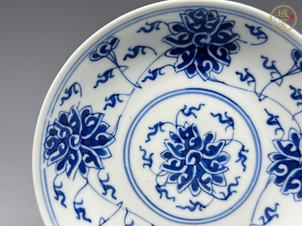 古玩陶瓷清光緒·青花纏枝寶相花卉紋盤真品鑒賞圖