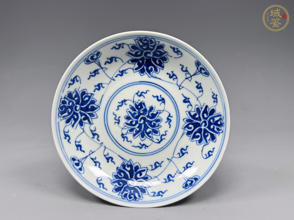 古玩陶瓷清光緒·青花纏枝寶相花卉紋盤真品鑒賞圖