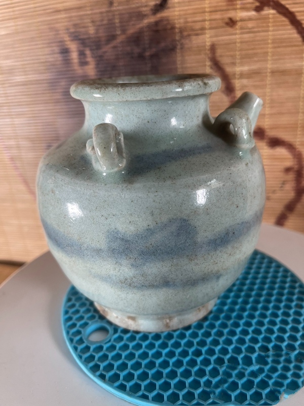 古玩陶瓷清中期青花四系壺拍賣(mài)，當(dāng)前價(jià)格198元