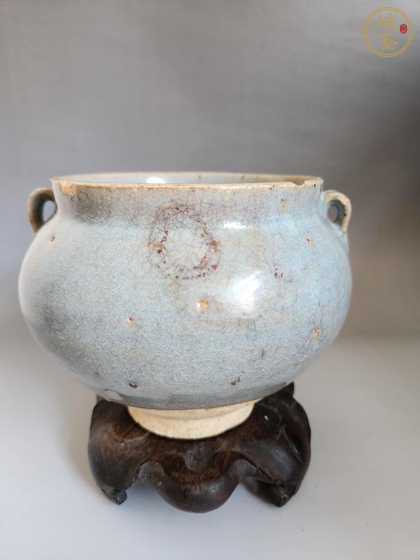 古玩陶瓷元代·鈞窯天藍釉雙系罐 真品鑒賞圖