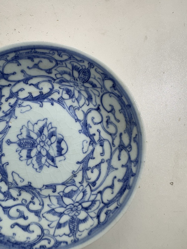 古玩陶瓷青花纏枝花卉紋盤拍賣，當前價格780元