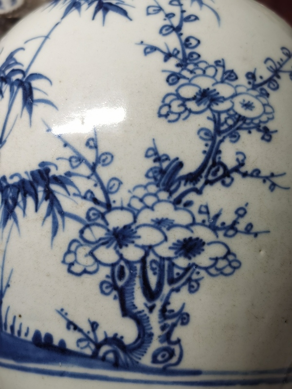 古玩陶瓷歲寒三友松竹梅青花罐拍賣,當前價格17888元