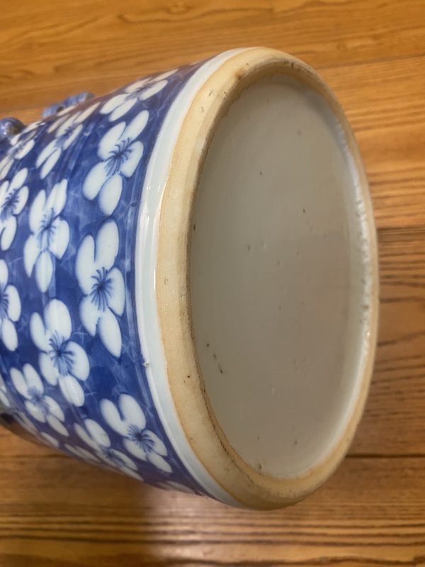 古玩陶瓷青花冰梅圖蓋缸拍賣，當(dāng)前價(jià)格8600元
