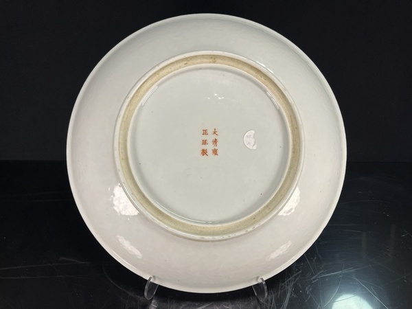 古玩陶瓷民國(guó)·超細(xì)粉彩錦地開(kāi)窗博古花卉紋大盤(pán)拍賣(mài)，當(dāng)前價(jià)格11555元