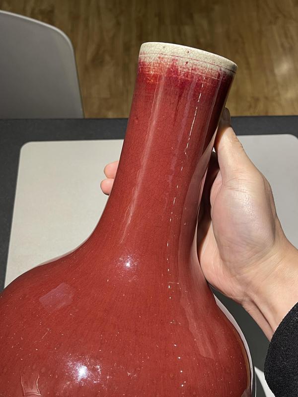 古玩陶瓷清代紅釉花瓶拍賣,當前價格26888元