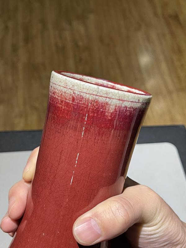 古玩陶瓷清代紅釉花瓶拍賣,當前價格26888元