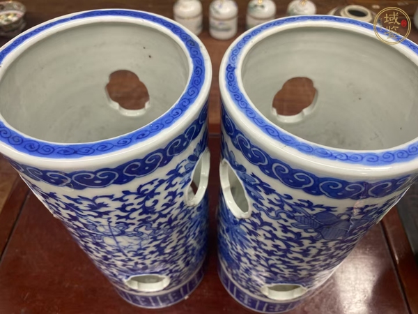 古玩陶瓷晚清青花帽筒真品鑒賞圖