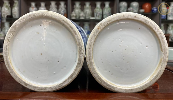 古玩陶瓷晚清青花帽筒真品鑒賞圖