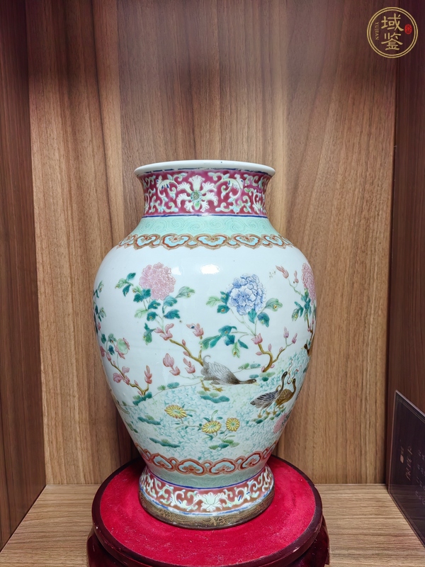 古玩陶瓷清末民初·粉彩花鳥紋尊 真品鑒賞圖