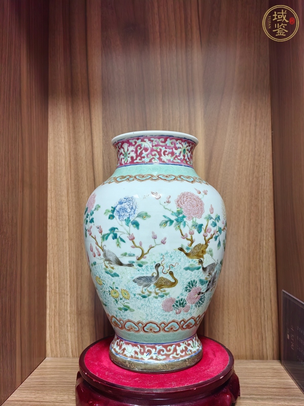 古玩陶瓷清末民初·粉彩花鳥紋尊 真品鑒賞圖