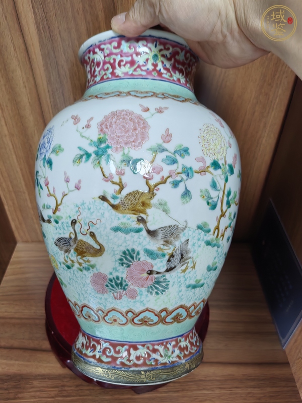 古玩陶瓷清末民初·粉彩花鳥紋尊 真品鑒賞圖