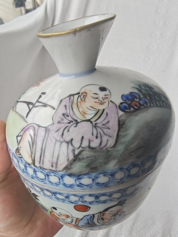 古玩陶瓷青花加彩蓋盅拍賣,當前價格2300元